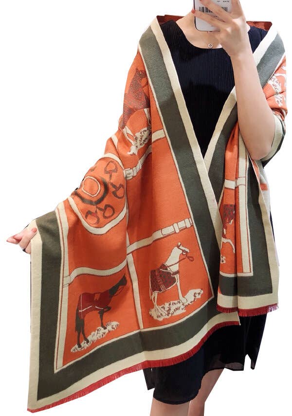 Winding River - Orange Reversible Wrap – Gallop Collection