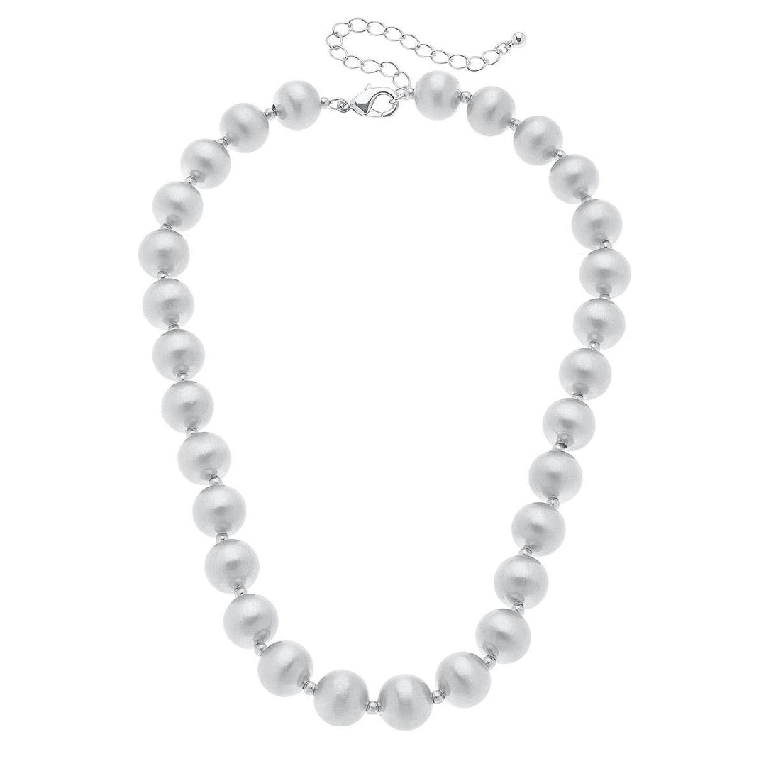 Phoebe Ball Bead Necklace: Satin Silver