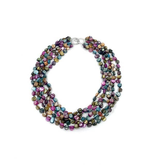 6 Strand Multi Color Dyed MOP Necklace