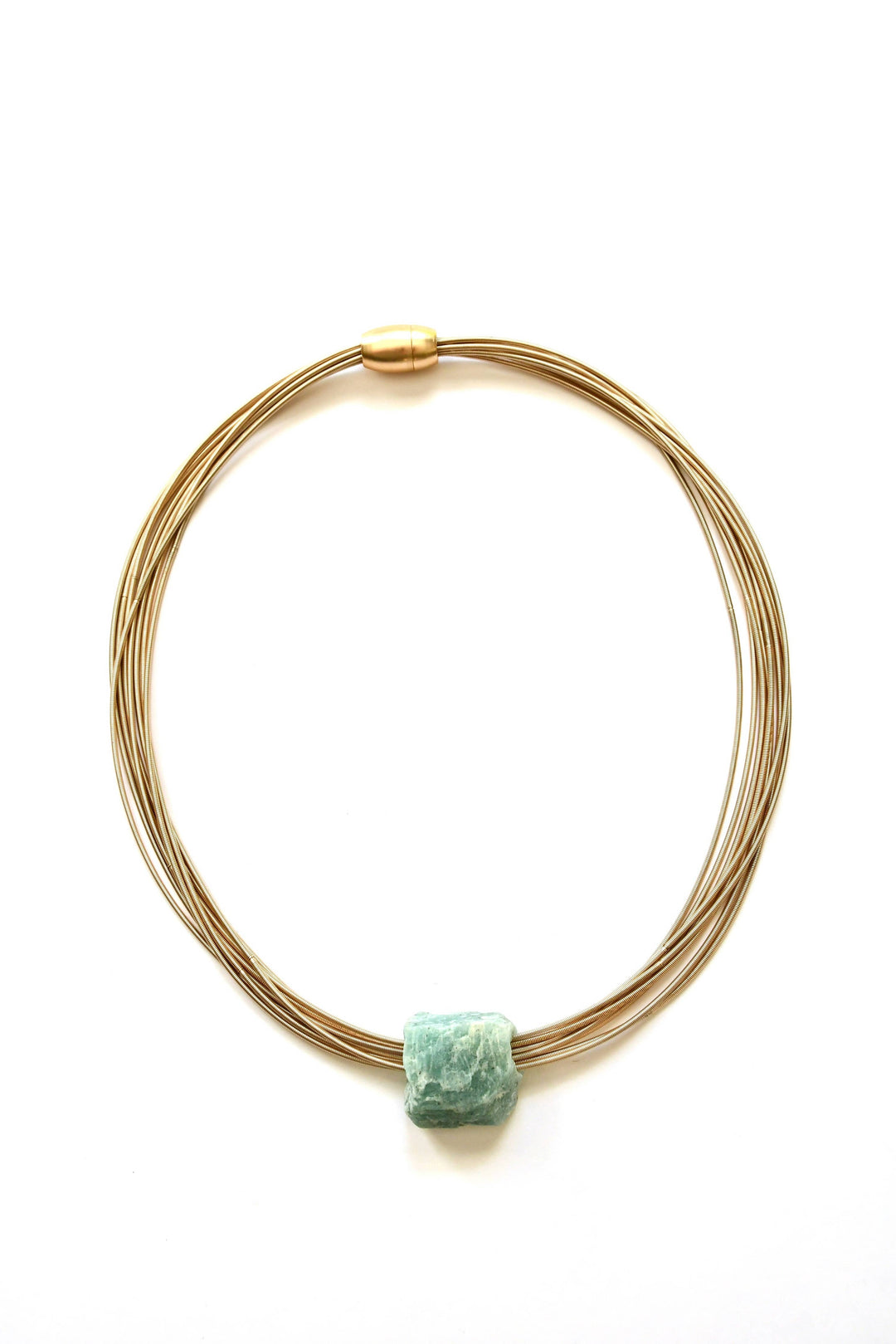 SH33A - Champagne Multi Strand Wire Necklace With Amazonite