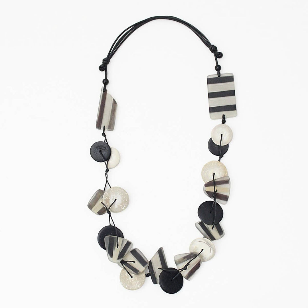 Frosted Black and Ivory Arielle Statement Necklace