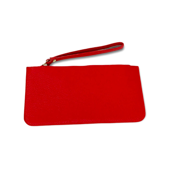 Genuine Leather Bag w/ Wrist Strap: Red / Large