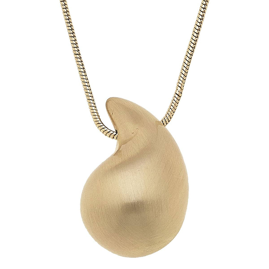 Icon Puffed Teardrop Necklace: Satin Gold