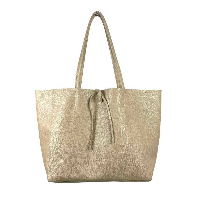 Leather Shopper: Taupe
