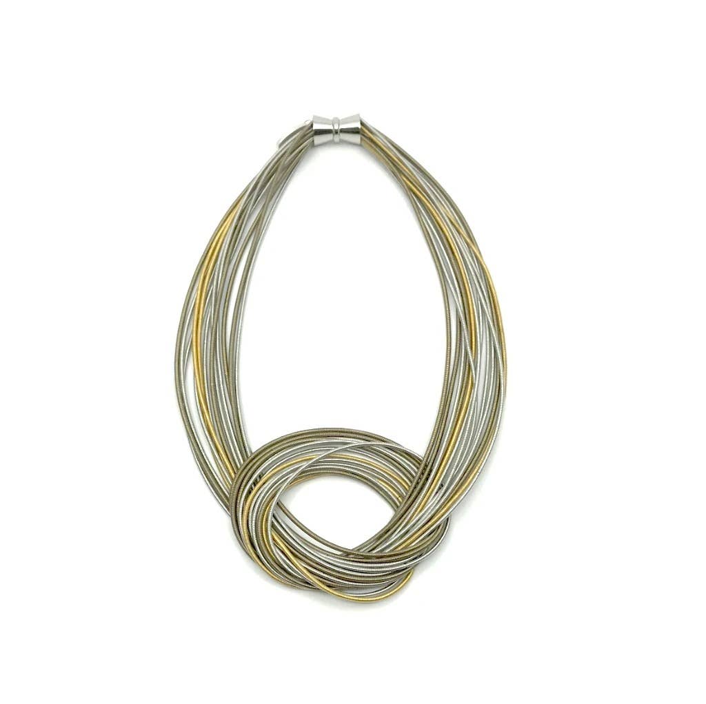Sea Lily - 703 - Piano Wire Large Knot Silver/gold Multi