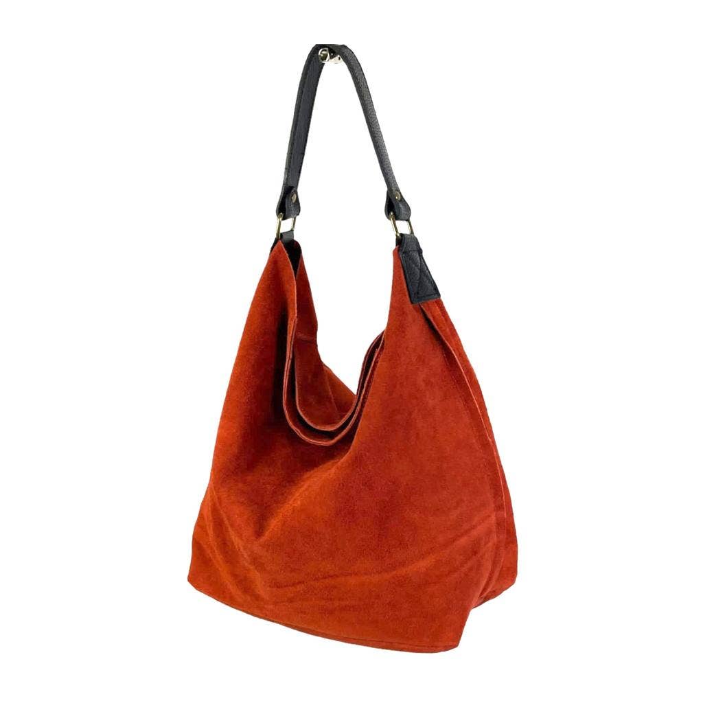 Amplio Bolso Hobo de Piel de Serraje para Mujer. Promo Amor