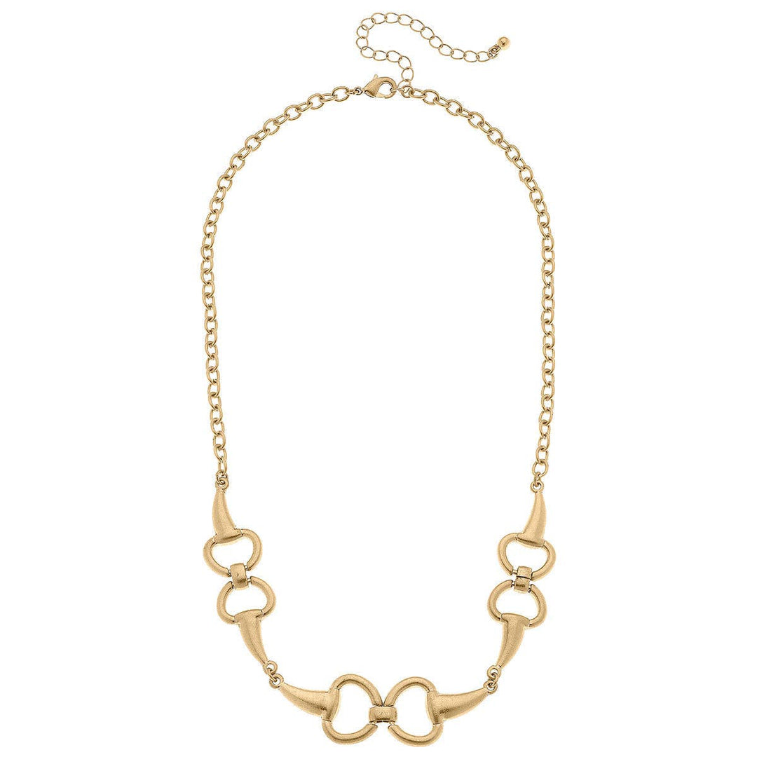 Grace Horsebit Chain Necklace in Worn Gold