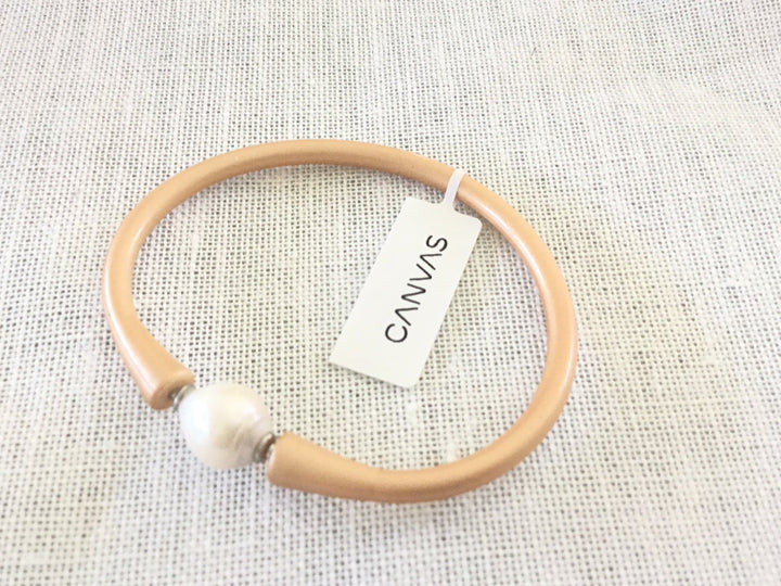 Bali freshwater water pearl gold rubber bracelet