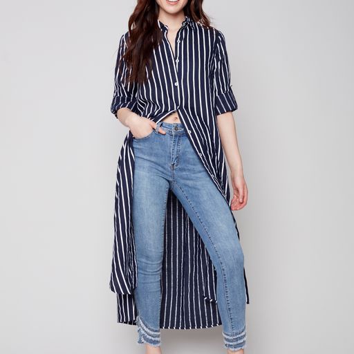 C3106PR STRIPE ROLL UP DUSTER